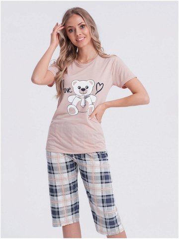 Béžové dámské vzorované pyžamo Edoti