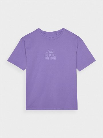 Dívčí tričko oversize s potiskem – fialové