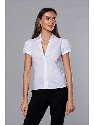 Bílá dámská košile s krátkými rukávy 0666 Barva odcienie bieli Velikost XL 42