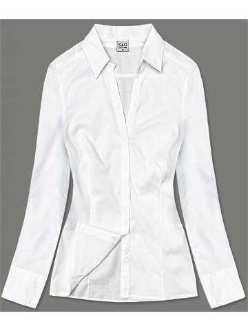 Klasická bílá dámská bavlněná košile 0818-3 Barva odcienie bieli Velikost S 36