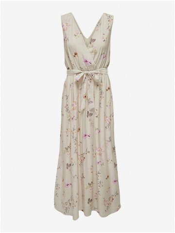 Krémové dámské květované midi šaty ONLY Lucca