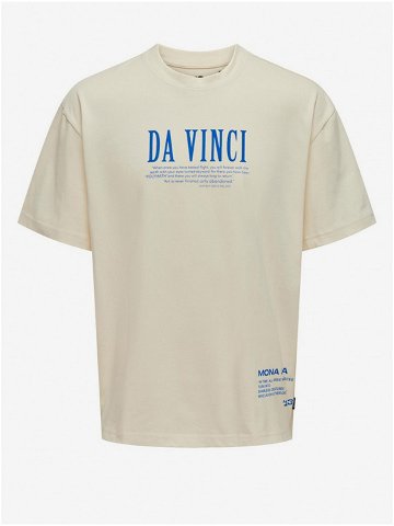 Krémové pánské oversize tričko ONLY & SONS Vinci