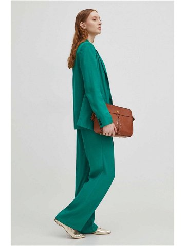 Kalhoty Medicine dámské zelená barva široké high waist