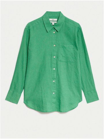 Zelená dámská lněná košile Marks & Spencer