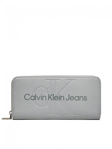 Calvin Klein Jeans Velká dámská peněženka Sculpted Zip Around Mono K60K607634 Šedá