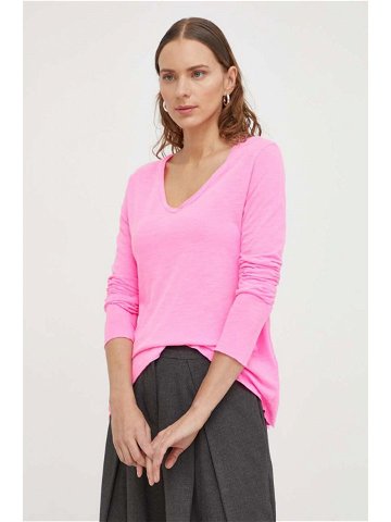 Tričko s dlouhým rukávem American Vintage růžová barva