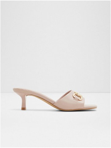 Světle růžové dámské kožené pantofle na podpatku ALDO Naida