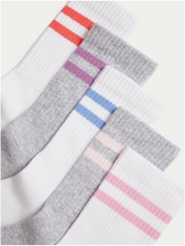 Sada pěti párů dětských ponožek v bíléa šedé barvě Marks & Spencer