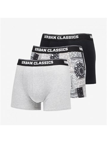 Urban Classics Organic Boxer Shorts 3-Pack Bandana Grey Grey Black