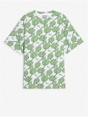 Bílo-zelené dámské vzorované tričko Puma ESS Blossom AOP Tee