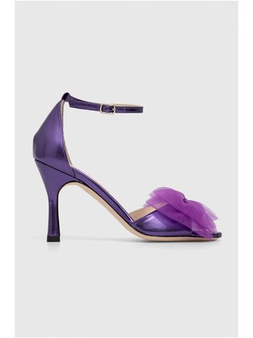 Kožené sandály Custommade Ashley Metallic Tulle fialová barva 000304046