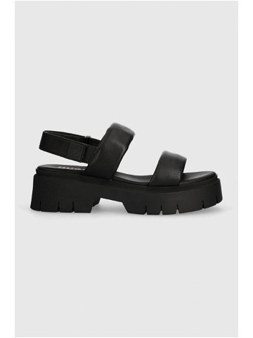 Kožené sandály HUGO Kris dámské černá barva na platformě 50517374