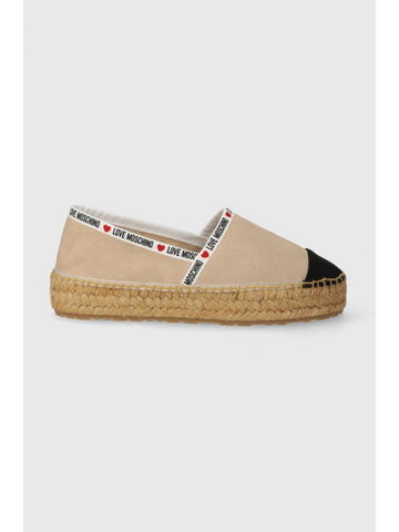 Semišové espadrilky Love Moschino béžová barva na platformě JA10553G0IIG0131