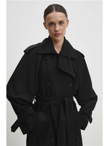Trench kabát Answear Lab dámský černá barva přechodný dvouřadový