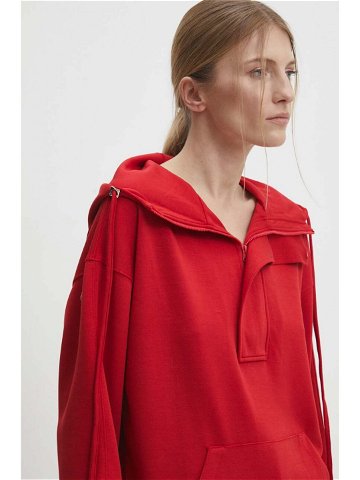Mikina Answear Lab dámská červená barva s kapucí hladká