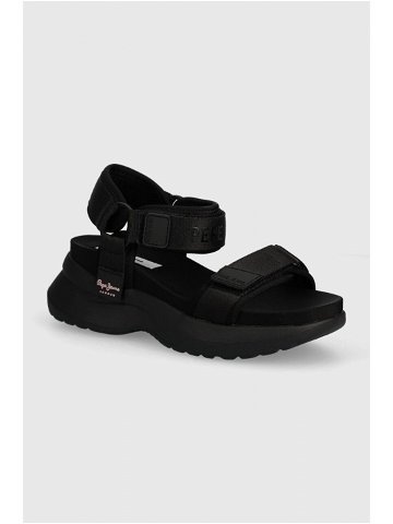 Sandály Pepe Jeans PLS90653 dámské černá barva na platformě VENUS BLOCK