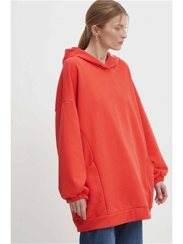Mikina Answear Lab dámská červená barva s kapucí melanžová