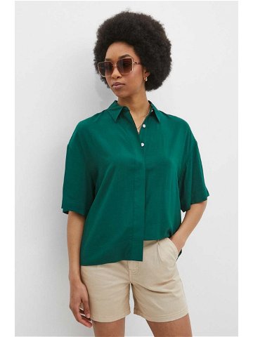 Košile Medicine dámská zelená barva relaxed s klasickým límcem