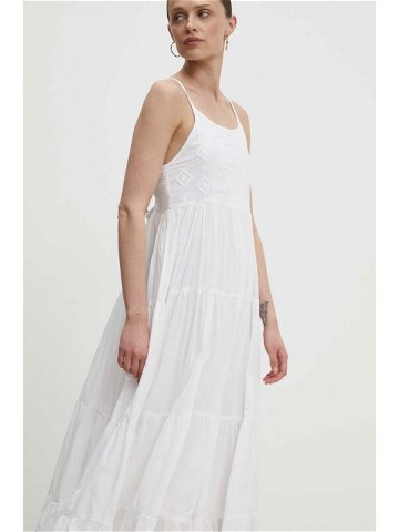 Bavlněné šaty Answear Lab bílá barva midi