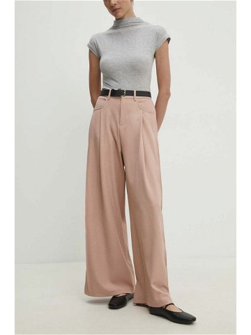 Kalhoty Answear Lab dámské růžová barva široké high waist