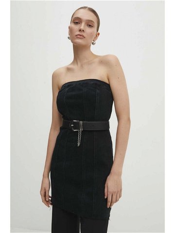 Džínové šaty Answear Lab černá barva mini