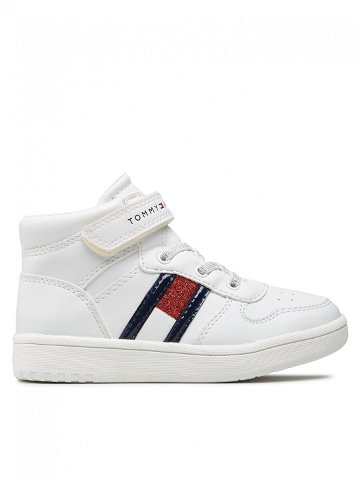 Tommy Hilfiger Sneakersy Higt Top Lace-Up Velcro Sneaker T3A9-32330-1438 S Bílá