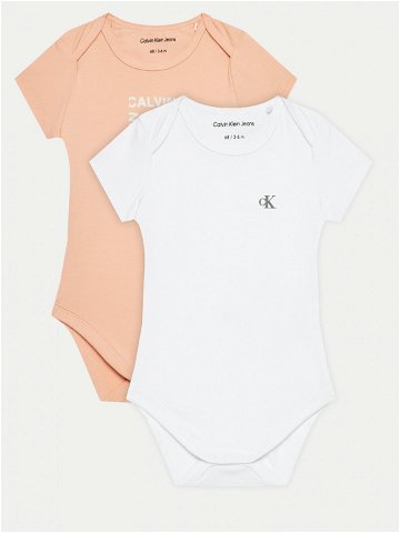 Calvin Klein Jeans Sada 2 kusů dětského body Inst Grid Logo Ss Body Set IN0IN00208 Bílá Regular Fit