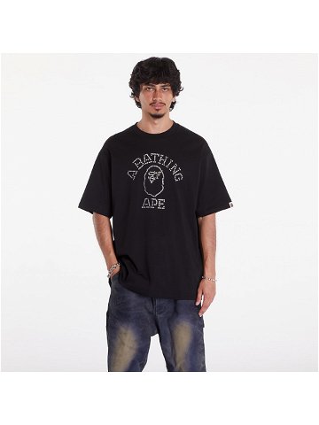 A BATHING APE Rhinestone College Relaxed Fit Tee Black
