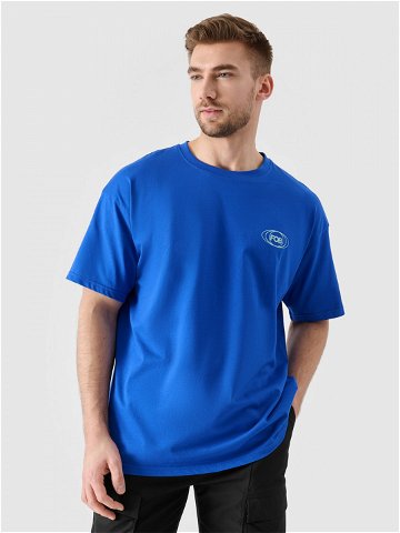 Pánské tričko oversize s potiskem – kobaltové