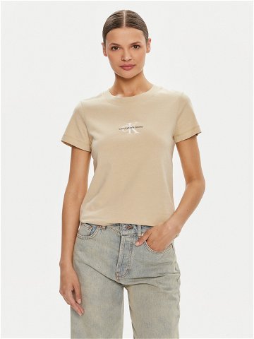 Calvin Klein Jeans T-Shirt Monologo J20J223563 Béžová Slim Fit