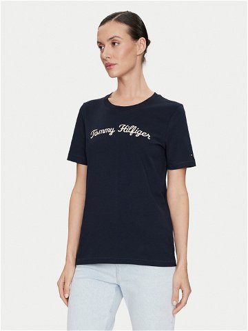 Tommy Hilfiger T-Shirt Script WW0WW42589 Tmavomodrá Regular Fit