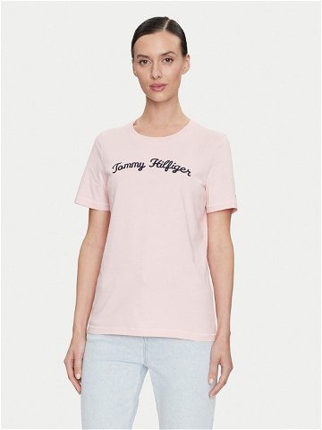 Tommy Hilfiger T-Shirt Script WW0WW42589 Růžová Regular Fit