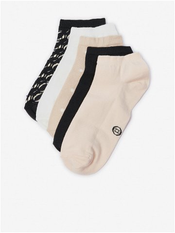 Sada pěti párů dámských ponožek v bílé béžové a černé barvě ORSAY