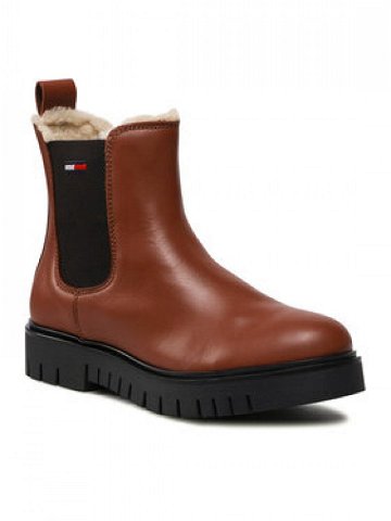 Tommy Jeans Kotníková obuv s elastickým prvkem Warmlined Chelsea Boot EN0EN01991 Hnědá