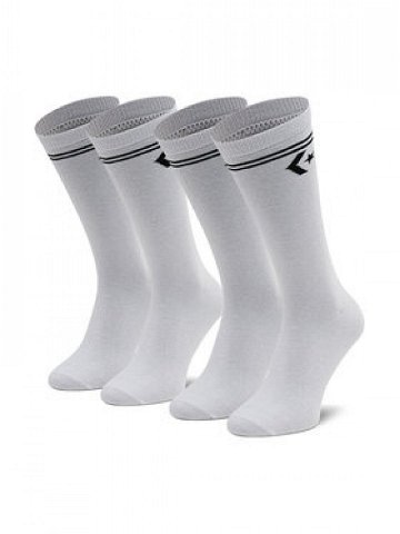 Converse Sada 2 párů pánských vysokých ponožek E1025W-2020 r 43-46 Bílá