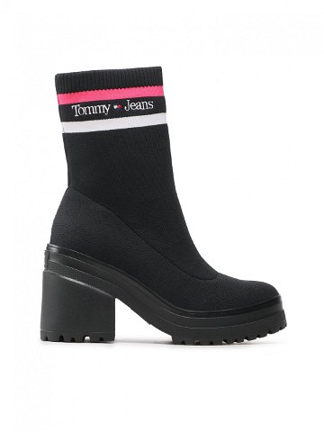 Tommy Jeans Polokozačky Knitted Boot EN0EN02061 Černá