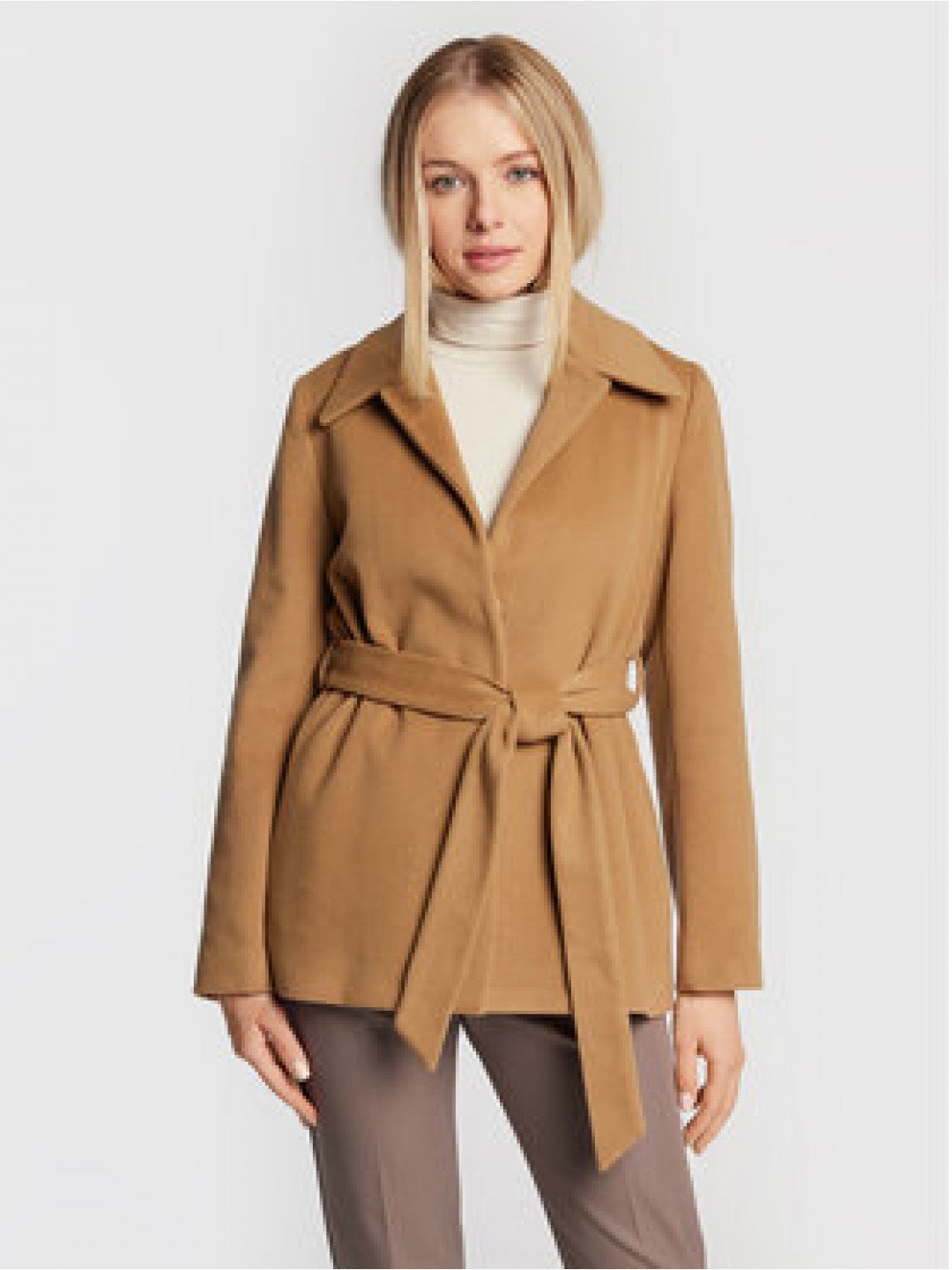 Calvin Klein Vlněný kabát K20K204154 Hnědá Regular Fit
