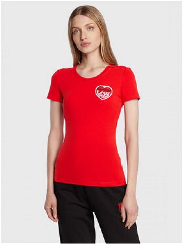LOVE MOSCHINO T-Shirt W4H1980E 1951 Červená Slim Fit