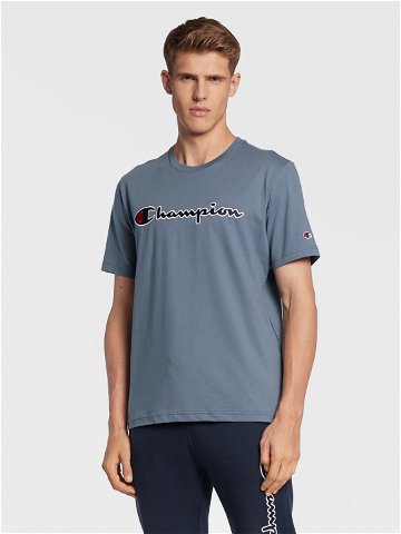 Champion T-Shirt Script Logo Embroidery 218007 Modrá Regular Fit