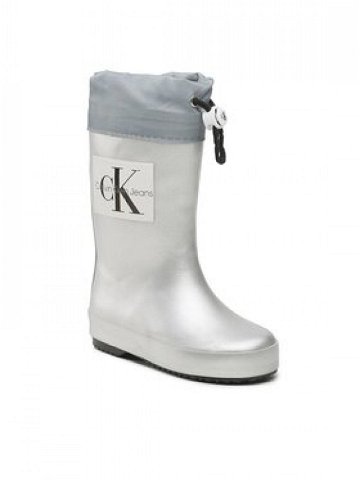 Calvin Klein Jeans Holínky Rain Boot V3X6-80425-0083 M Stříbrná