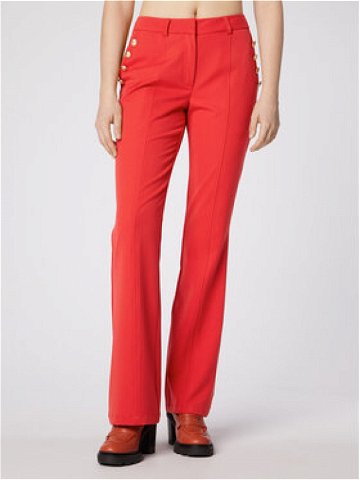 Simple Kalhoty z materiálu SPD505-02 Červená Regular Fit