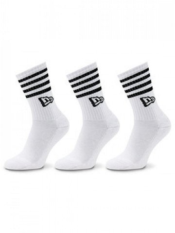 New Era Sada 3 párů vysokých ponožek unisex Stripe Crew 13113626 Bílá