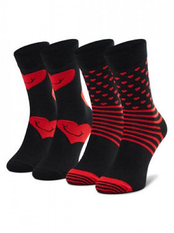 Happy Socks Sada 2 párů vysokých ponožek unisex XVAL02-9300 Černá