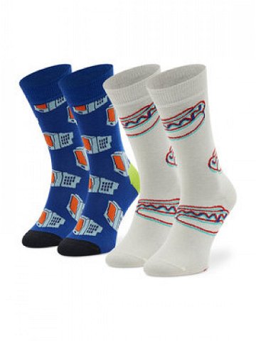 Happy Socks Sada 2 párů vysokých ponožek unisex XTDS02-6500 Bílá