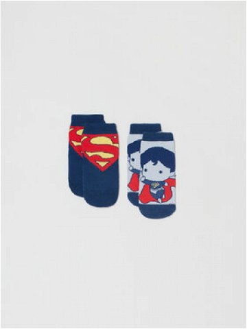 OVS Sada 2 párů dětských vysokých ponožek SUPERMAN 1627427 Tmavomodrá