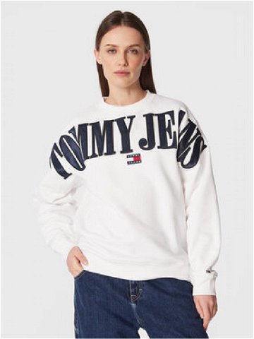 Tommy Jeans Mikina DW0DW15059 Bílá Relaxed Fit