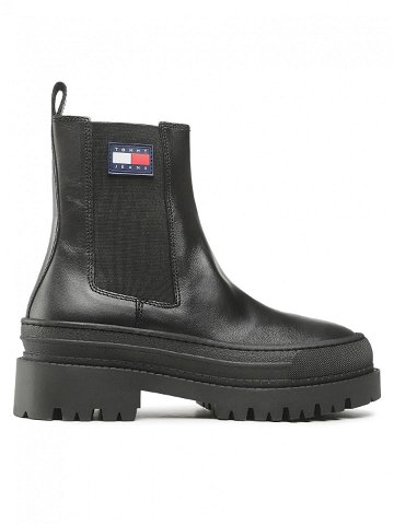 Tommy Jeans Kotníková obuv s elastickým prvkem Foxing Detail Chelsea Boot EM0EM01062 Černá