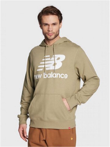 New Balance Mikina Essentials Stacked Logo MT03558 Zelená Relaxed Fit