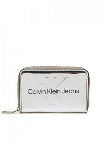 Calvin Klein Jeans Malá dámská peněženka Sculpted Med Zip Around K60K610405 Stříbrná