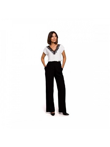 Style S203 Palazzo kalhoty s elastickým pasem – černé Kalhoty